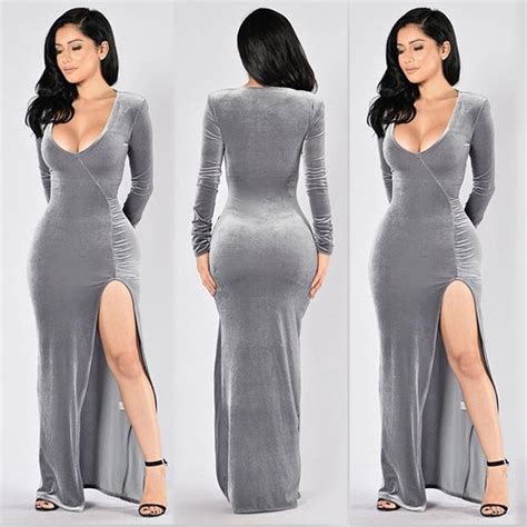 Buy Deep V Neck Sexy Women Pleuched Dress Side Hight