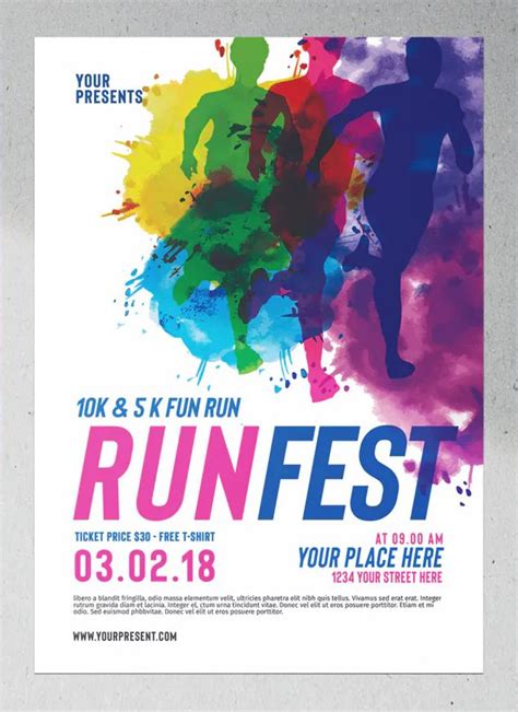 Color Run Festival Flyer Design Flyer Design Templates Flyer Template