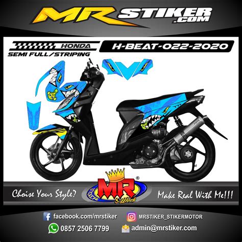 Pola stiker motor vega r new memang waktu ini sedang banyak dicari oleh sebagian orang disekitar kita salah satunya kalian. Stiker motor decal Honda Beat Shark Blue Manipulasi - stiker motor premium| striping motor suka ...