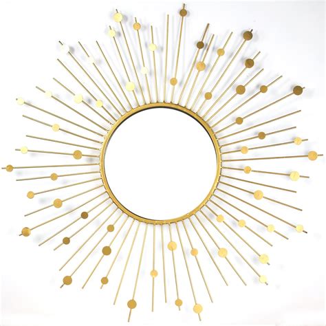 American Art Decor Gold Metal Sunburst Wall Vanity Mirror An