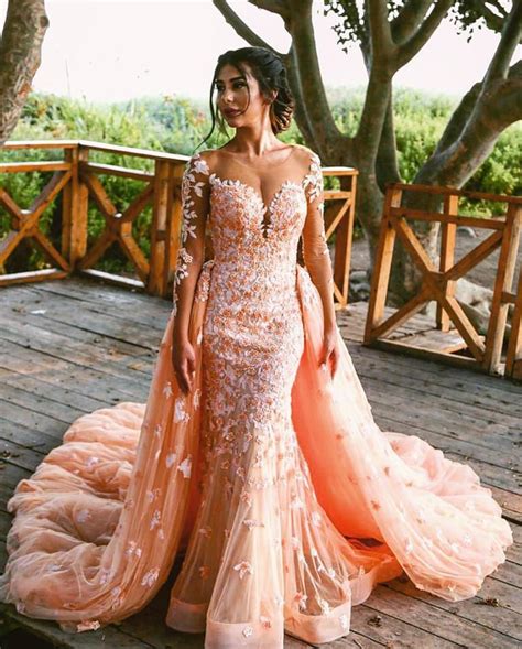 Long Sleeves Lace Mermaid Evening Gowns 2018 Elegant Prom
