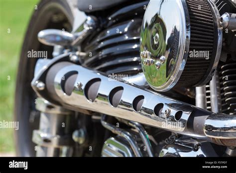 Closeup Of Chromed Motorcycle Engine Stock Photo Alamy