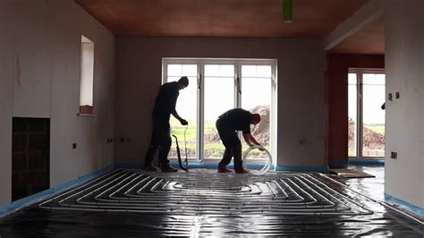 Flowing Screed And Underfloor Heating Install Youtube