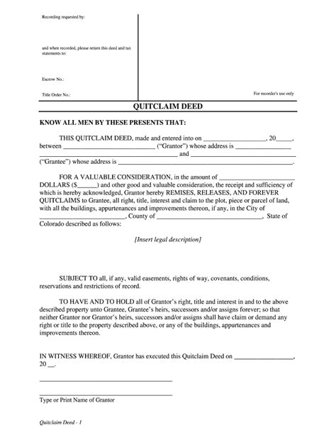 Colorado Quit Claim Deed Fill Out Sign Online Dochub