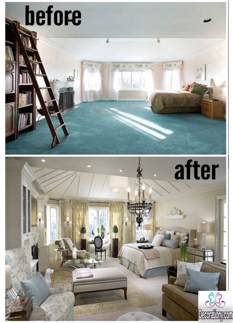You can't see it, but the light wood floors were layered with a seafoam green rug after: Inspirational Bedroom Makeover Before and After Ideas ...