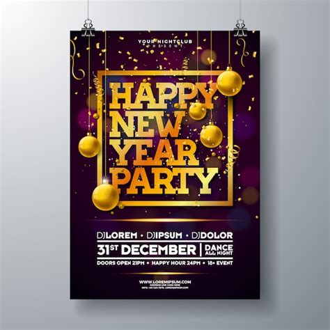 Premium Vector New Year Party Celebration Poster Template