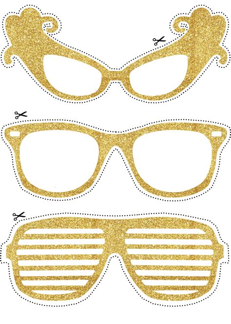 Photo Booth Props Golden Glasses Free Printable