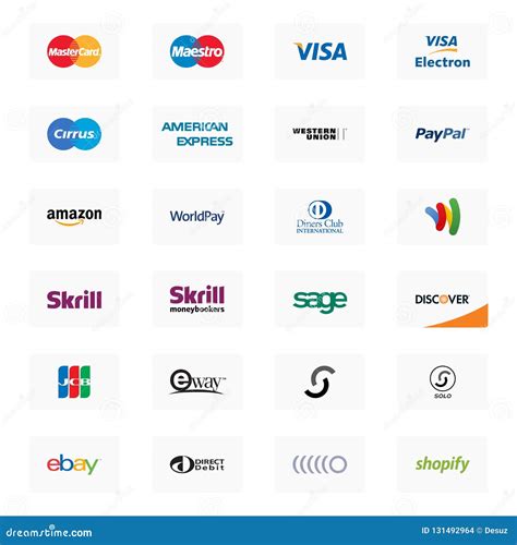 Payment Method Logos On A White Background Editorial Stock Image