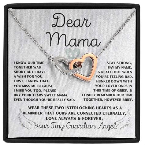 Dear Mama Poem Message Card With Interlocking Heart Necklace Etsy