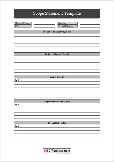 Fee Scope Statement Template Ms Word Document Docx