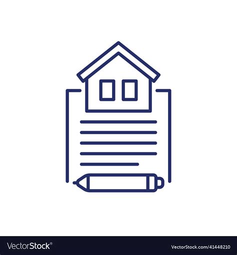 Lease Contract Line Icon On White Royalty Free Vector Image