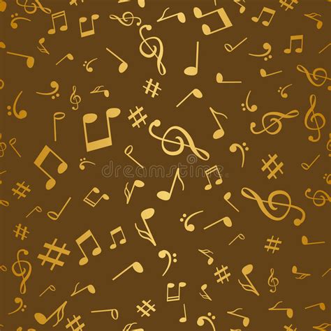 Abstract Golden Music Notes Seamless Pattern Background Vector