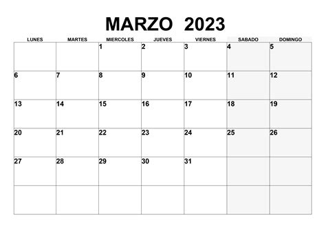 Marzo Calendario 2023 Calendario Para Escribir Calendario