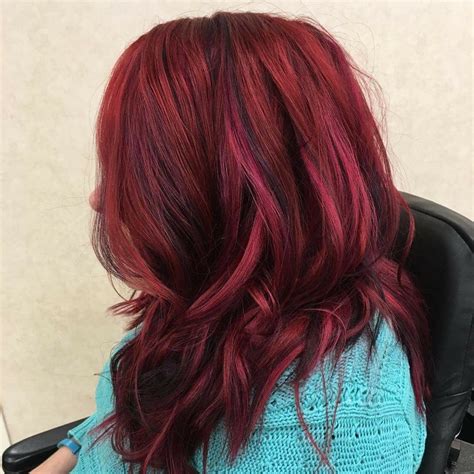 Beautiful Cherry Red Hair Color With Lowlights And