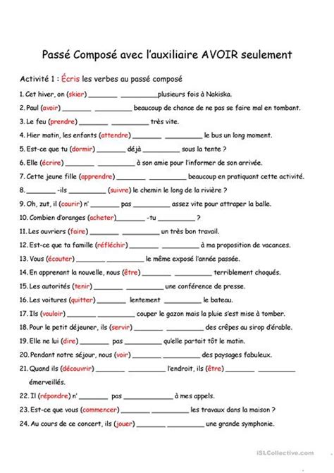 Vous pensiez que vous (arriver) trop tard. Exercices Passe Compose