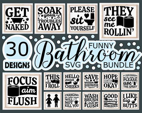 Funny Bathroom Svg Bundle Restroom Svg Files For Cricut Etsy