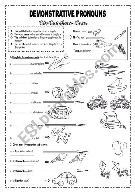 Demonstrative Pronouns This That These Those Esl Worksheet By Pfreites