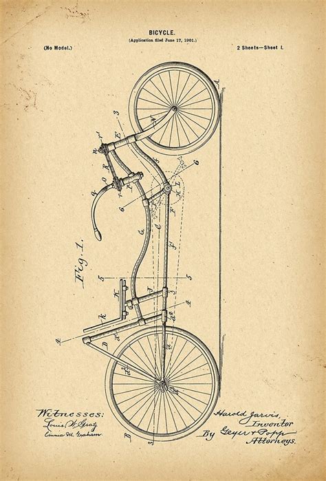 1911 Patent Velocipede Bicycle History Invention By Khokhloma Redbubble