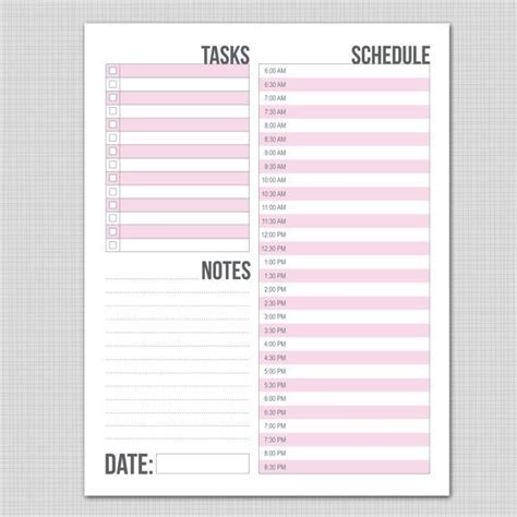 Simple Pink Planner Daily Schedule Printable Sheet Etsy Pink