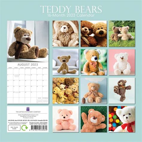 Teddy Bears 2023 Square Wall Calendar 16 Month Lifestyle Planner New