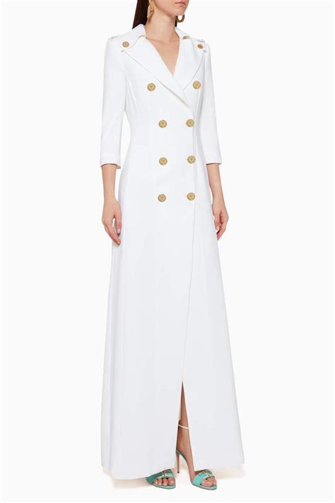 Shop Elisabetta Franchi White Double Breasted Maxi Dress For Women Ounass Uae