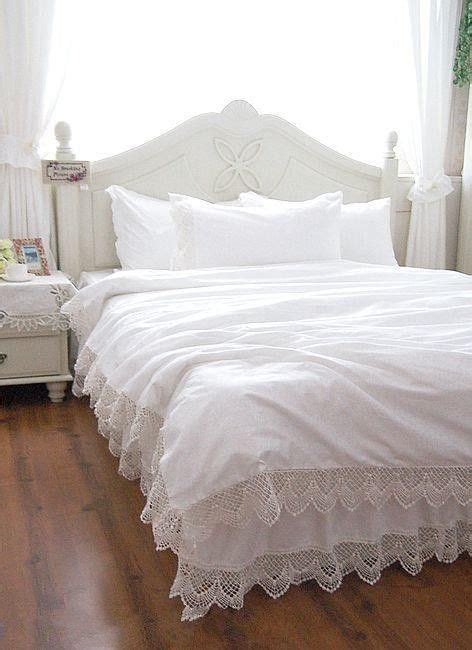 Luxury White Lace Bedspread Princess Bedding Set Queen Size 4pc Girl