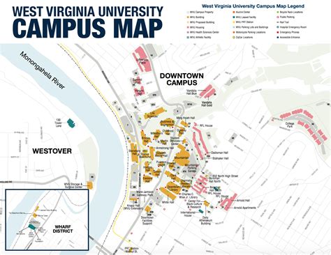 West Virginia University Campus Map Map Vector