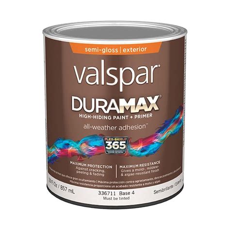 Valspar Duramax Semi Gloss Exterior Tintable Paint 1 Quart In The