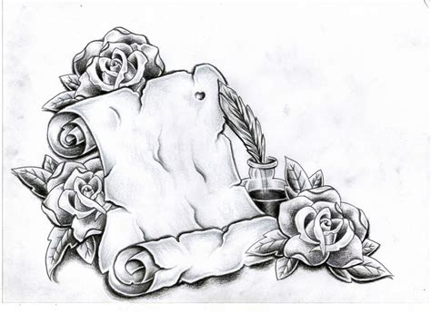 Custom Scroll And Roses By Ashtonbkeje On Deviantart Scroll Tattoos