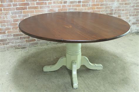Are you looking for farmhouse kitchen table sets to add style and function to your home? 54" round rustic farm table - ECustomFinishes