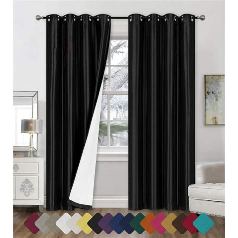 Faux Silk Blackout Curtains 2 Panel Sets Of 54x84 Room Darkening