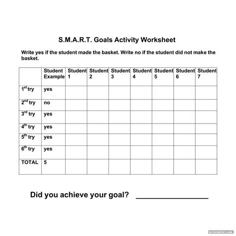 Blank Printable Goals Template Smart