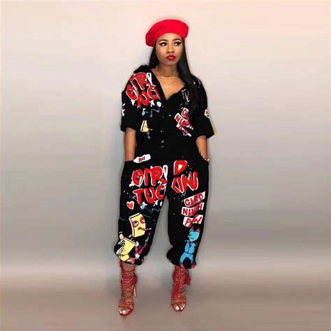 New Style Brand Fashion Hip Hop Style Women Jumpsuit Special Letter