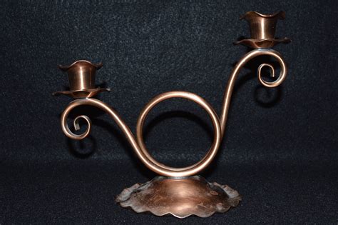 Gregorian Copper Candlestick Artistic Copper Double Candle Etsy