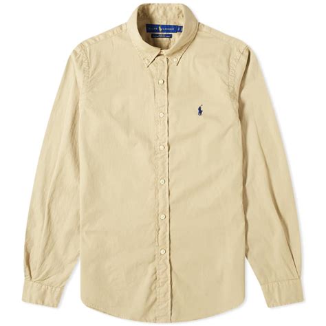 Polo Ralph Lauren Garment Dyed Button Down Shirt Surrey Tan End