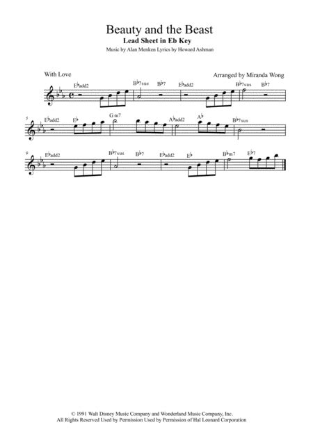 Beauty And The Beast Flute Or Oboe Solo With Chords Free Music Sheet