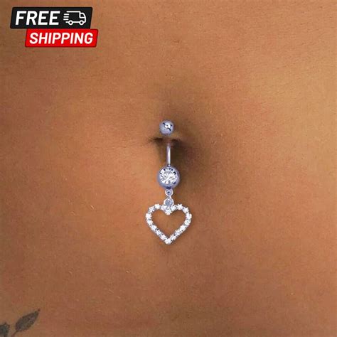 Pin On Rhinestone Heart Belly Button Nails Body Navel