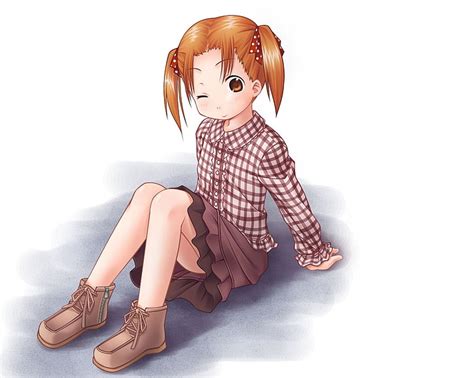 Hd Wallpaper Orange Haired Female Anime Character Sitting On The