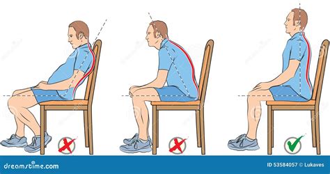 Sitting Positions Correct Spine Posture Cartoon Vector Cartoondealer