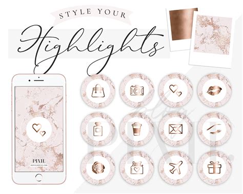 Instagram Highlight Icons Pink Rose Gold Marble ⋆ Blog Pixie