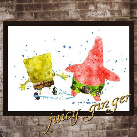 Spongebob Squarepants Watercolor Poster Digital Poster Art Print