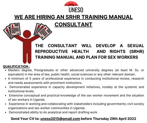 We Are Hiring A Consultant To Develop A Sexual Reproductive Health And Rights Srhr Training