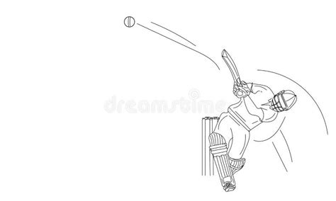 Outline Sketch Drawing Of Indian Legend Batsman Cricket Shot Cricket