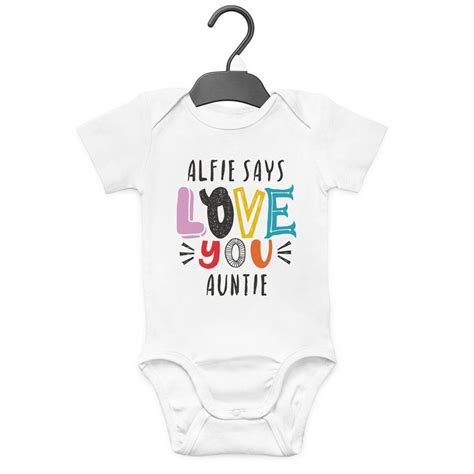 Love You Auntie Personalised Baby Grow Vest Funny Gift Cute Etsy UK