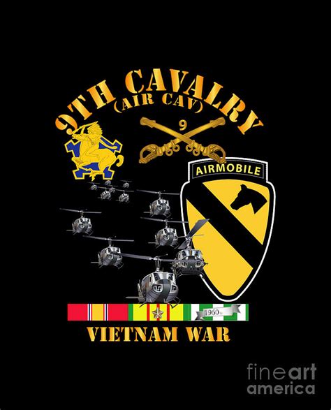 Army 9th Cavalry Air Cav 1st Cav Division W Svc Digital Art By Tom