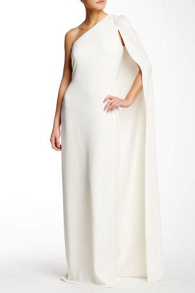 One Shoulder Attached Cape Maxi Gown Cape Gown Beautiful Evening