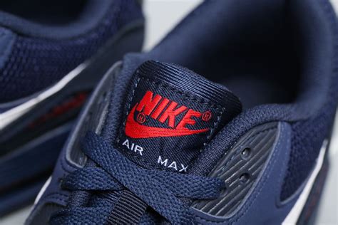 Mens Nike Air Max 90 Essential Midnight Navywhite University Red