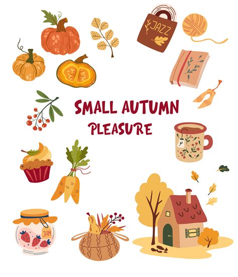 Autumn Items Autumn Bundle Of Cute And Cozy Design Elements Greeting Card Small Autumn