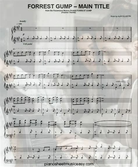 Forrest Gump Piano Sheet Music A Major