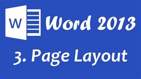 Microsoft Word 2013 Page Layout Tutorial Youtube